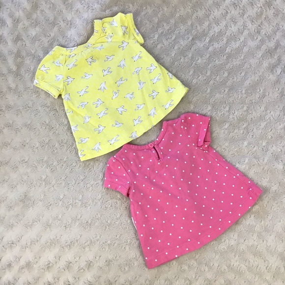 Carter’s Baby Girl Tops Bundle Size 3 Months Unicorn Bird Print Yellow Pink - Picture 3 of 4